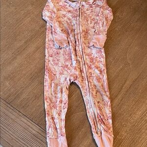 Posh Peanut Pink Floral Zip One-Piece Footie